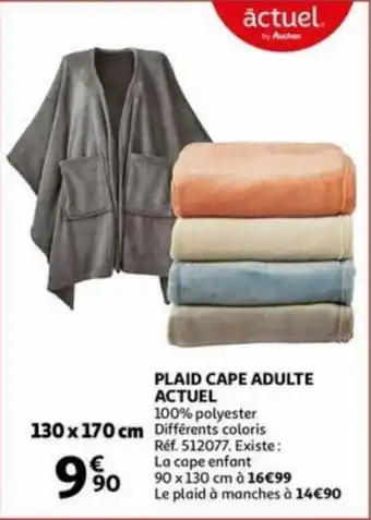 Auchan Plaid Cape Adulte Actuel 130 x 170cm aanbieding