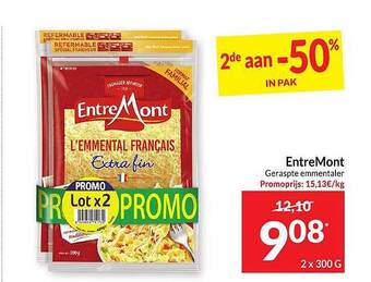 Intermarché Entremont geraspte emmentaler aanbieding