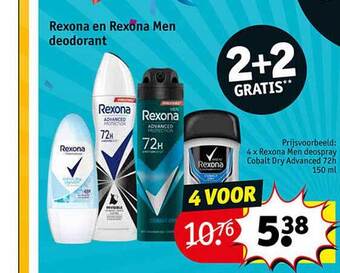 Kruidvat Rexona en rexona men deodorant aanbieding