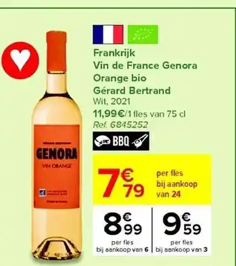 Carrefour Frankrijk vin de france genora orange bio gérard bertrand aanbieding
