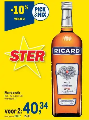 Ricard pastis 45%-70CL, 1L
