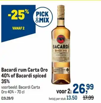 Makro Bacardi rum Carta Oro 40% - 70CL aanbieding