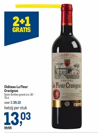Makro Chateau La Fleur Cravignac Saint-Emilion grand cru 18-75CL aanbieding