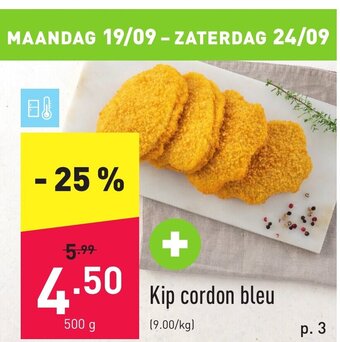 ALDI Kip cordon bleu 500G aanbieding