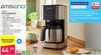 ALDI Ambiano koffiezetapparaat 900W 16.5x32.5x22CM aanbieding
