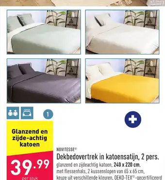ALDI Dekbedovertrek in katoensatijn, 240x220CM aanbieding