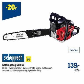 Makro Scheppach kettingzaag csh 56 aanbieding