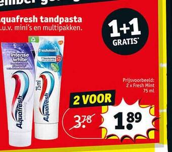 Kruidvat Aquafresh tandpasta aanbieding