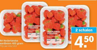 Albert Heijn Ah Nederlandse Aardbeien 400 Gram aanbieding