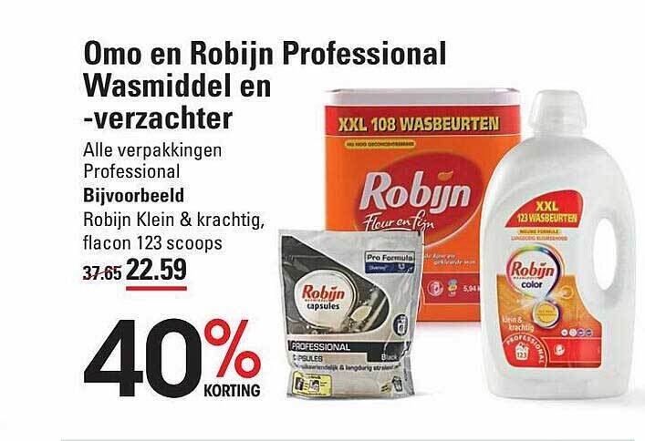 Omo en robijn professional wasmiddel en verzachter promotie bij Sligro