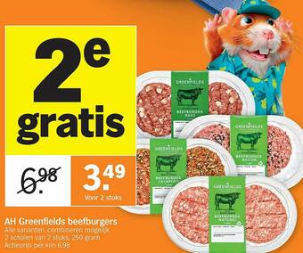 Albert Heijn Ah Greenfields Beefburgers aanbieding