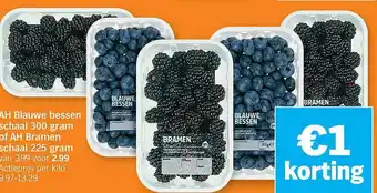 Albert Heijn Ah Blauwe Bessen Schaal 300 Rgam Of Ah Bramen Schaal 225 Gram aanbieding