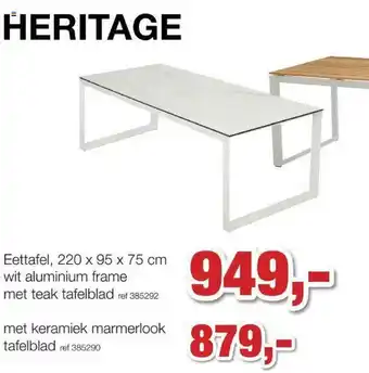 Heritage Eettafel 220x95x75 Cm