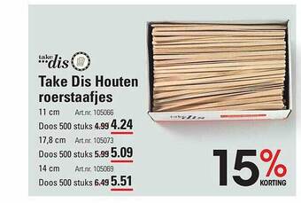 Sligro Take dis houten roerstaafjes aanbieding