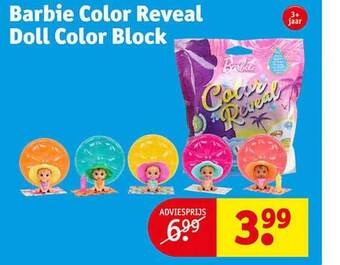 Kruidvat Barbie color reveal doll color block aanbieding