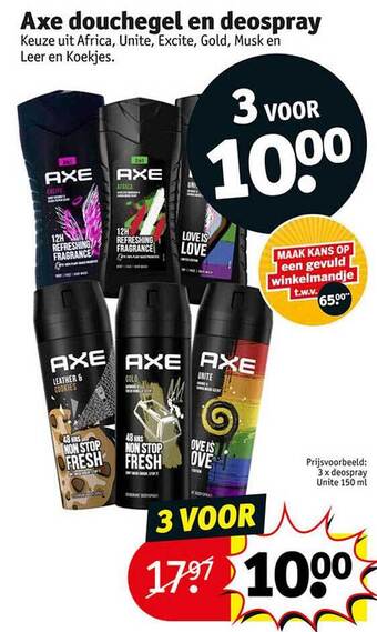 Kruidvat Axe douchegel en deospray aanbieding