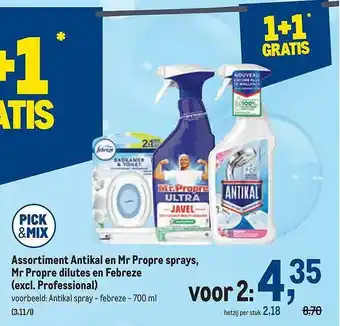 Assortiment antikal en mr propre sprays, pr propre dilutes en febreze