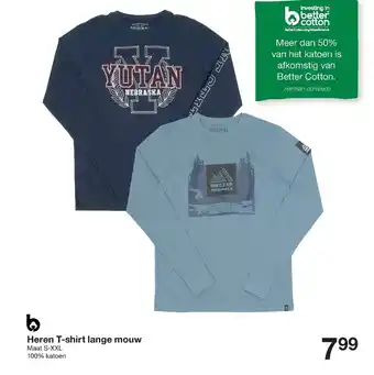 Zeeman Heren T-Shirt Lange Mouw Maat S-XXL aanbieding