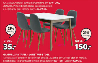 Jysk Gammelgab Tafel + Jonstrup Stoel aanbieding