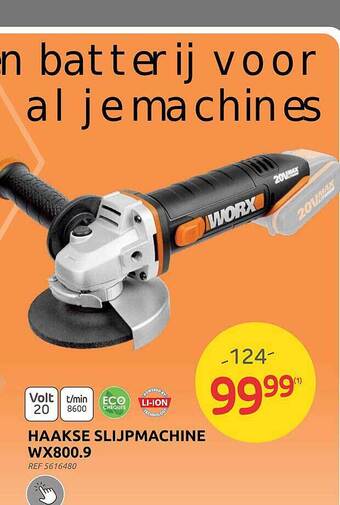 Brico Haakse slijpmachine wx800.9 aanbieding