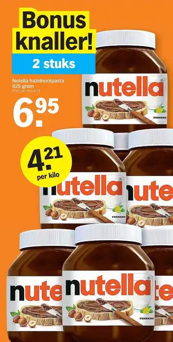 Albert Heijn Nutella hazelnoothpasta 825 gram aanbieding