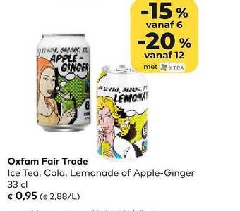 Oxfam fair trade ice tea cola lemonade of apple-ginger