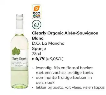 Bio Planet Clearly organic airén-sauvignon blanc d.o. la mancha spanje aanbieding