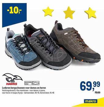 Makro Hawks lederen bergschoenen voor dames en heren aanbieding