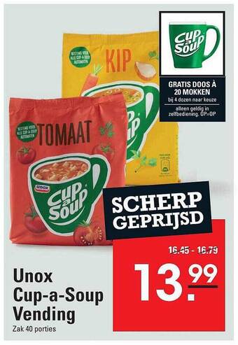 Sligro Unox cup-a-soup vending aanbieding