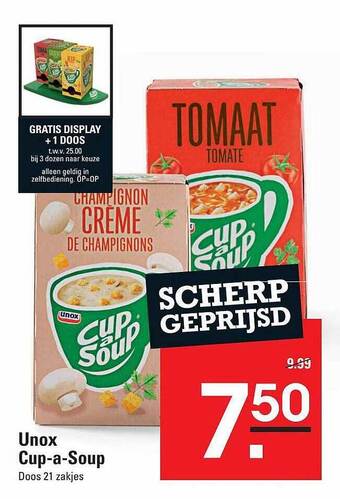 Sligro Unox cup-a-soup aanbieding