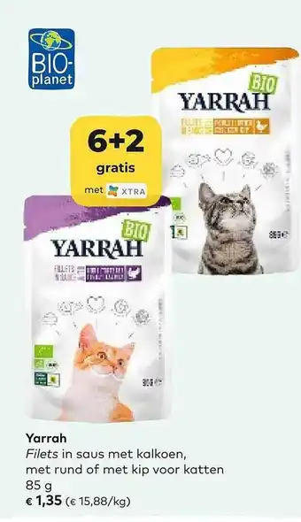 Bio Planet Yarrah filets in saus met kalkoen met rund of kip voor katten aanbieding