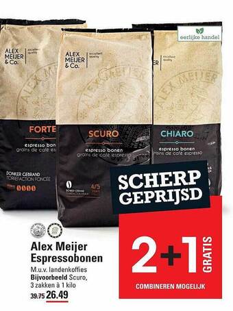 Sligro Alex meijer espressobonen 2+1 gratis aanbieding