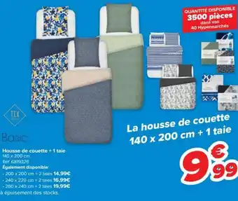 Carrefour Basic Housse de Couette + 1 Taie 140 x 200cm aanbieding