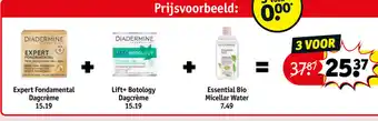 Kruidvat Expert Fondamental Dagcreme + Lift + Botology Dagcreme + Essential Bio Micellar Water 3 Voor aanbieding