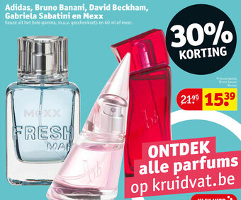 Kruidvat Adidas, Bruno Banani, David Beckham, Gabriela Sabatini en Mexx aanbieding