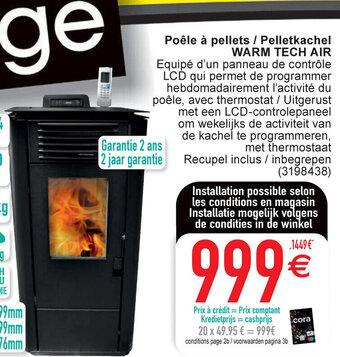 Cora Warm Tech Air Poele a Pellets / Pelletkachel aanbieding