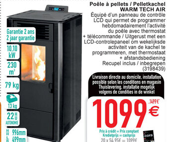 Cora Warm Tech Air Poele a Pellets / Pelletkachel aanbieding