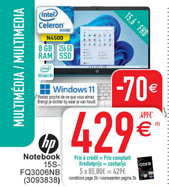 Cora Hp Notebook 15S-FQ3006NB (3093838) aanbieding