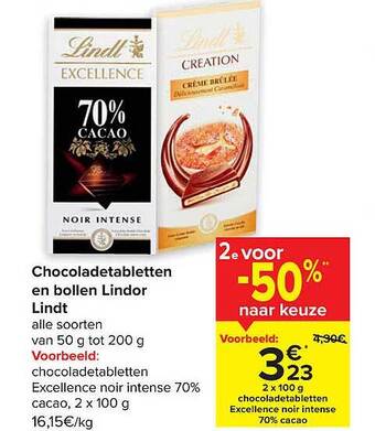 Chocoladetabletten en bollen lindor lindt