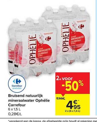 Carrefour Bruisend natuurlijk mineraalwater ophélie aanbieding