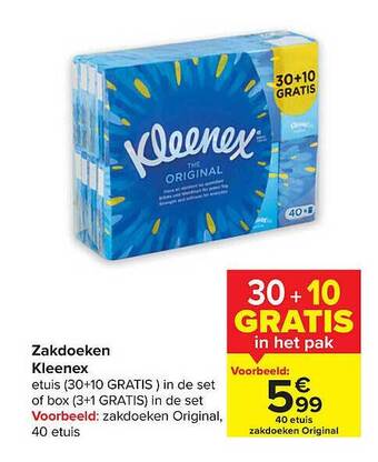 Carrefour Zakdoeken kleenex aanbieding