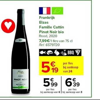 Carrefour Elzas famille cattin pinot noir bio aanbieding