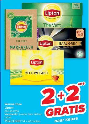 Carrefour Warme thee lipton aanbieding