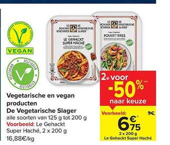 Carrefour Vegetarische en vegan producten de vegetarische slager aanbieding