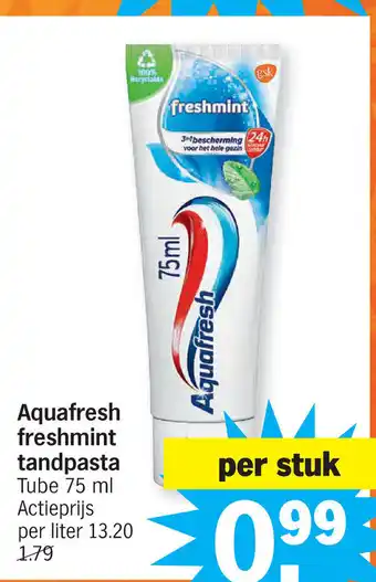 Albert Heijn Aquafresh Freshmint Tandpasta Tube 75ml aanbieding