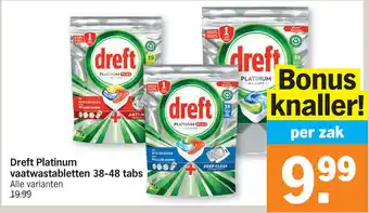 Albert Heijn Dreft Platinum Vaatwastabletten 38-48 Tabs Dreft aanbieding