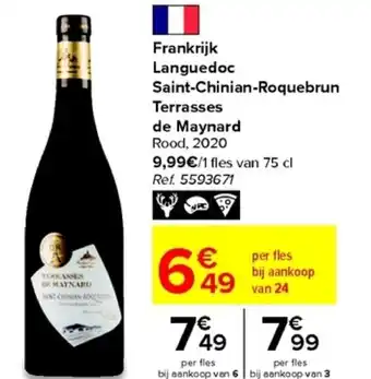 Carrefour Frankrijk Languedoc Saint-Chinian-Roquebrun Terrasses De Maynard Rood 2020 aanbieding