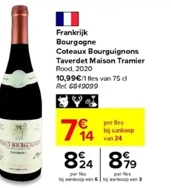 Carrefour Frankrijk Bourgogne Coteaux Bourguignons Taverdet Maison Tramier Rood 2020 aanbieding