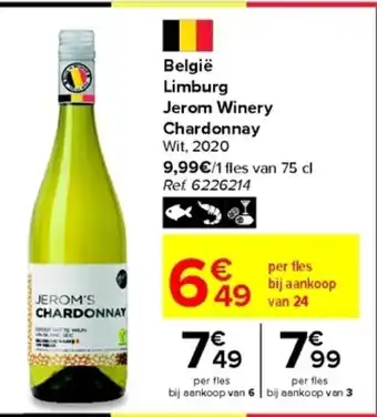 Carrefour België Limburg Jerom Winery Chardonnay Wit 2020 aanbieding