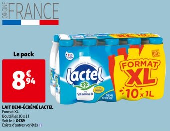 Auchan Lait Demi-Ecreme Lactel aanbieding